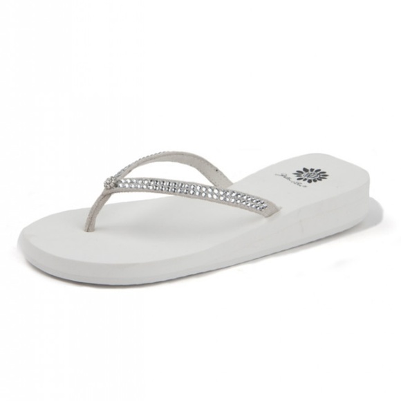 yellow box flip flops white
